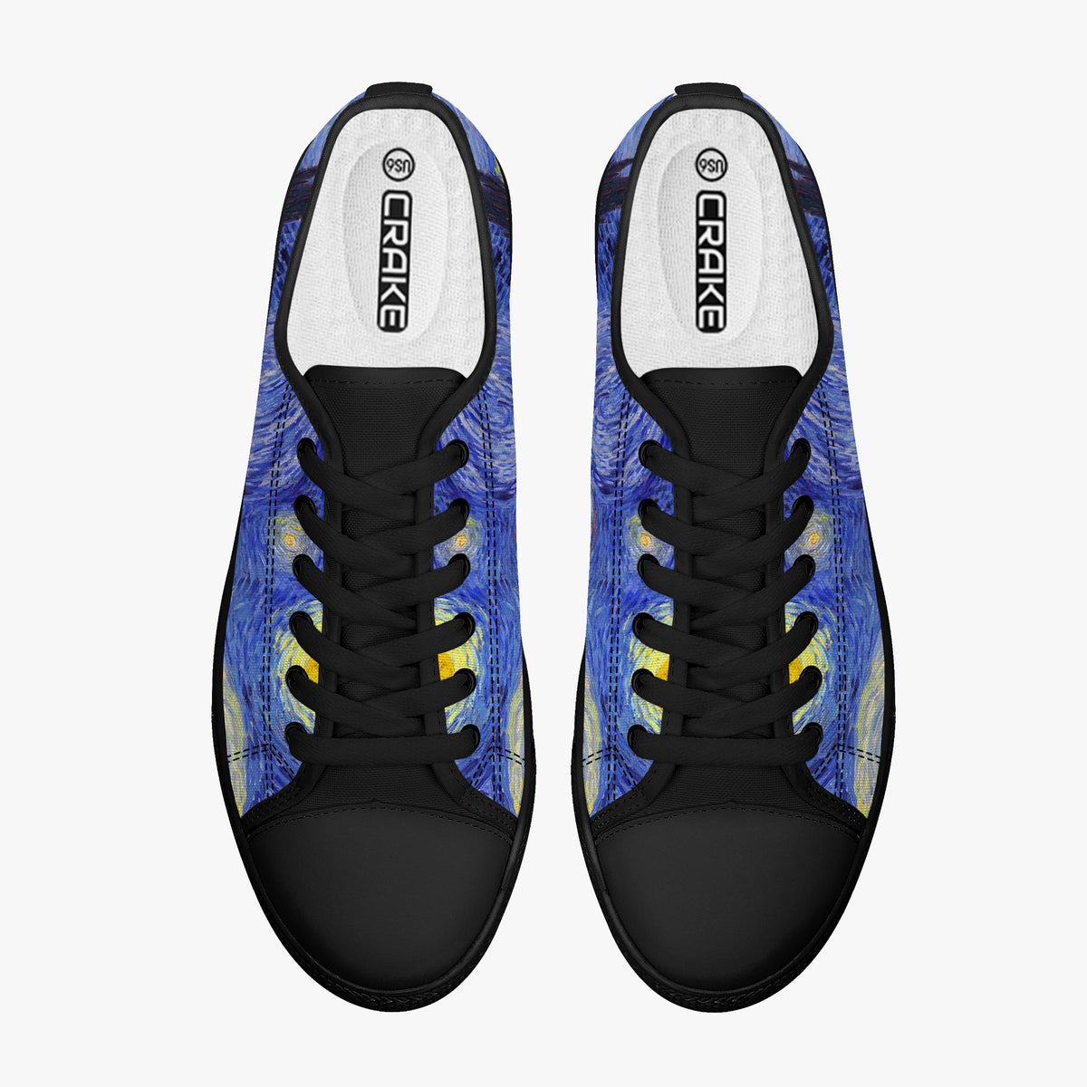 Crake Low Top Starry Night laced custom prints canvas shoes