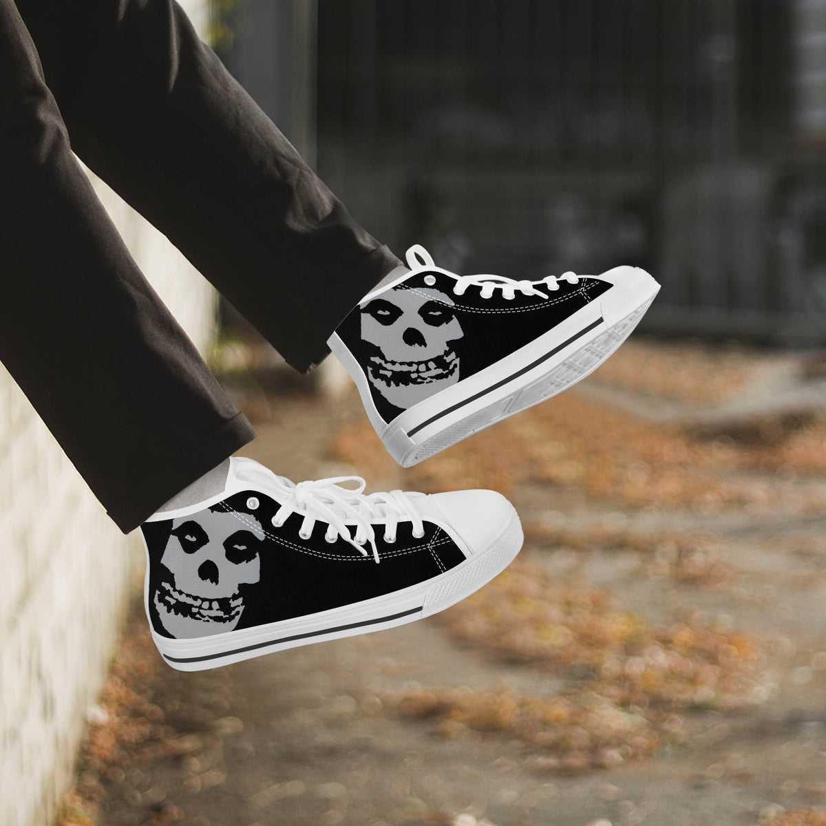 Crake High Top S1000 the Skull laced custom prints canvas shoes