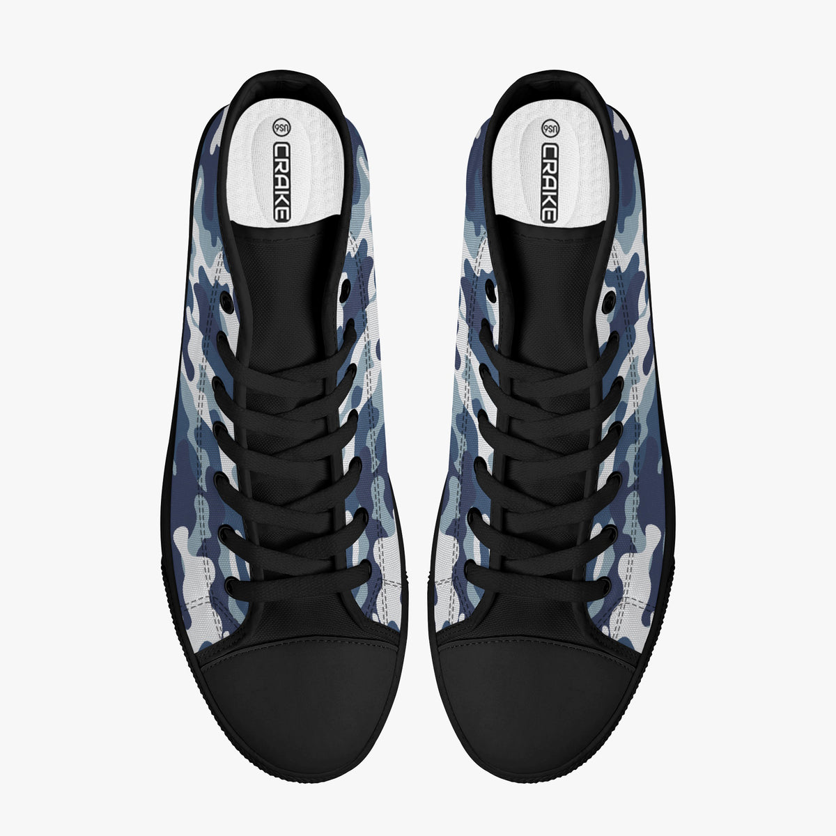Crake High Top White Camo laced custom prints canvas shoes