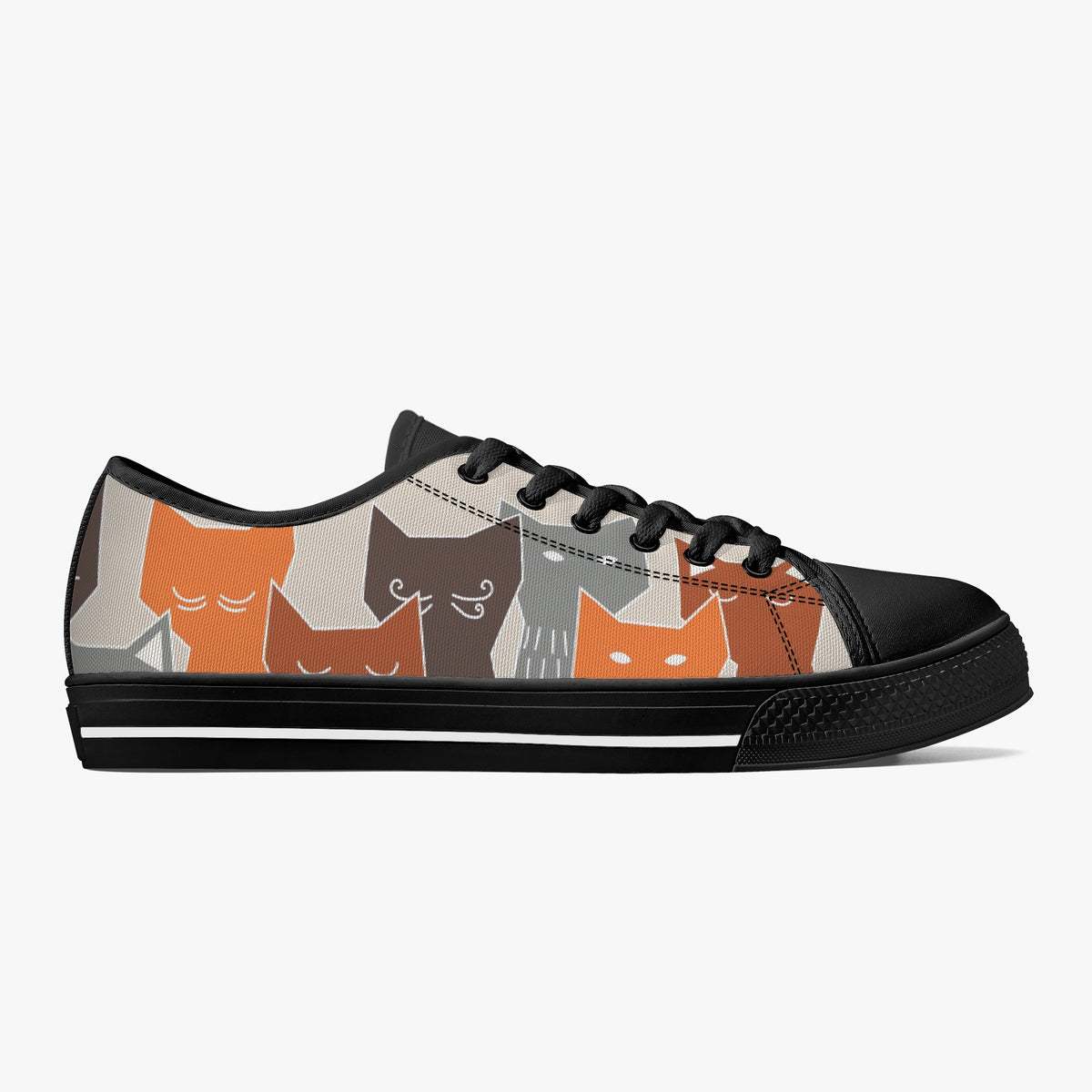 Crake Low Top Polygon Cats laced custom prints canvas shoes