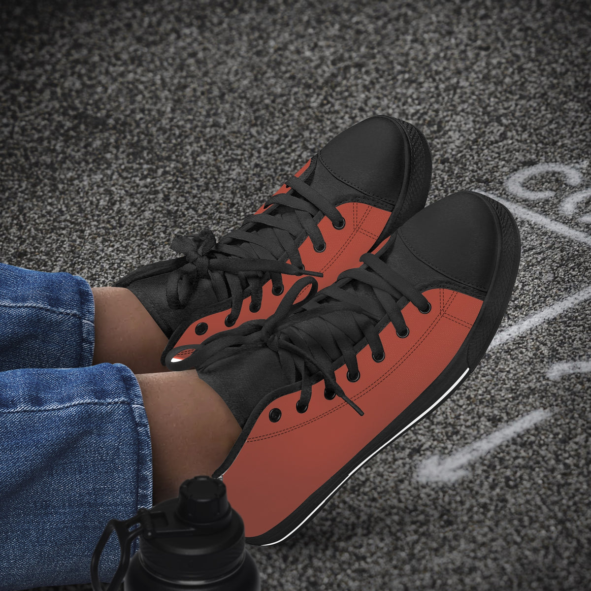 Crake High Top Orange laced custom prints canvas shoes
