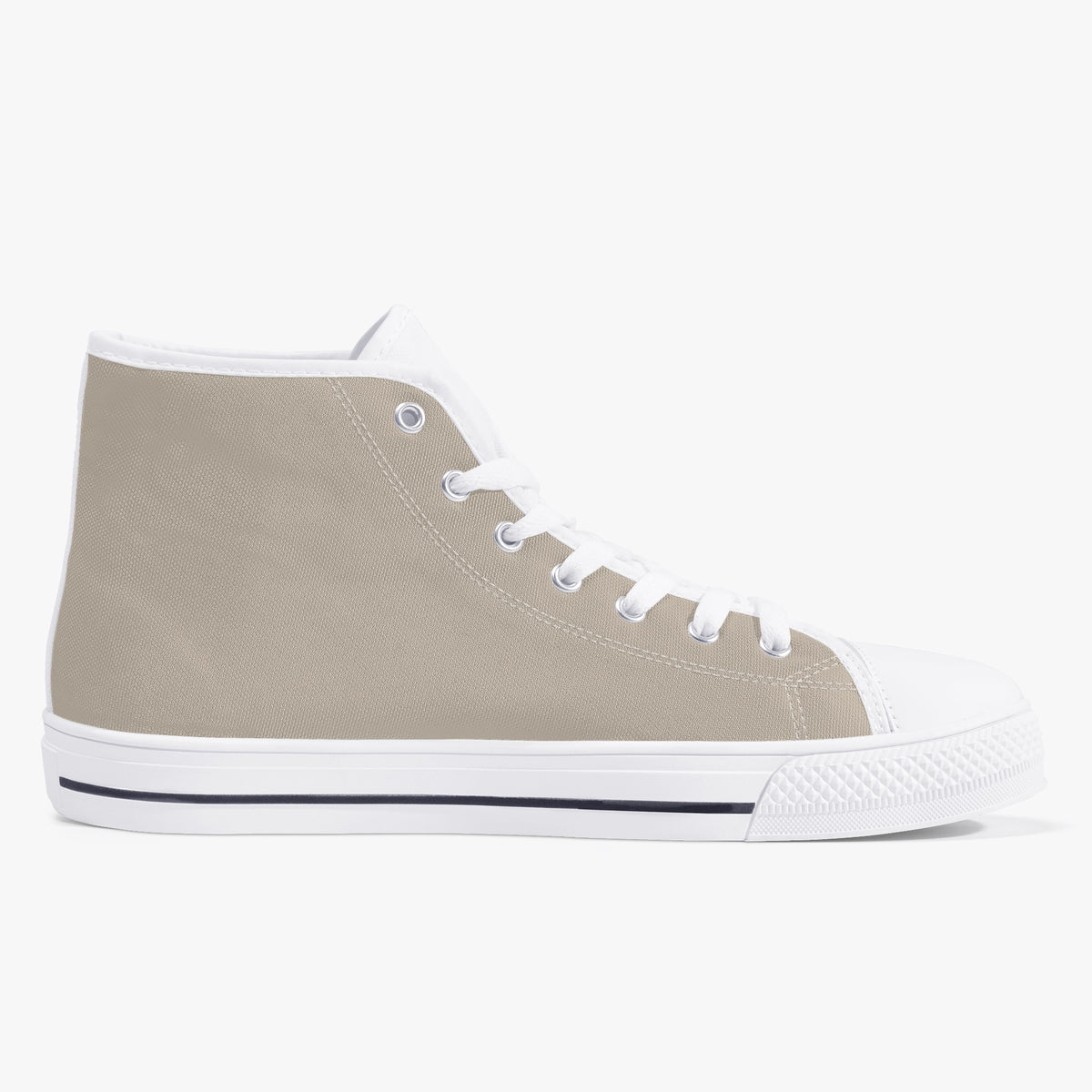 Crake High Top Mushroom Grey Sneaker with white trim, opposite side view