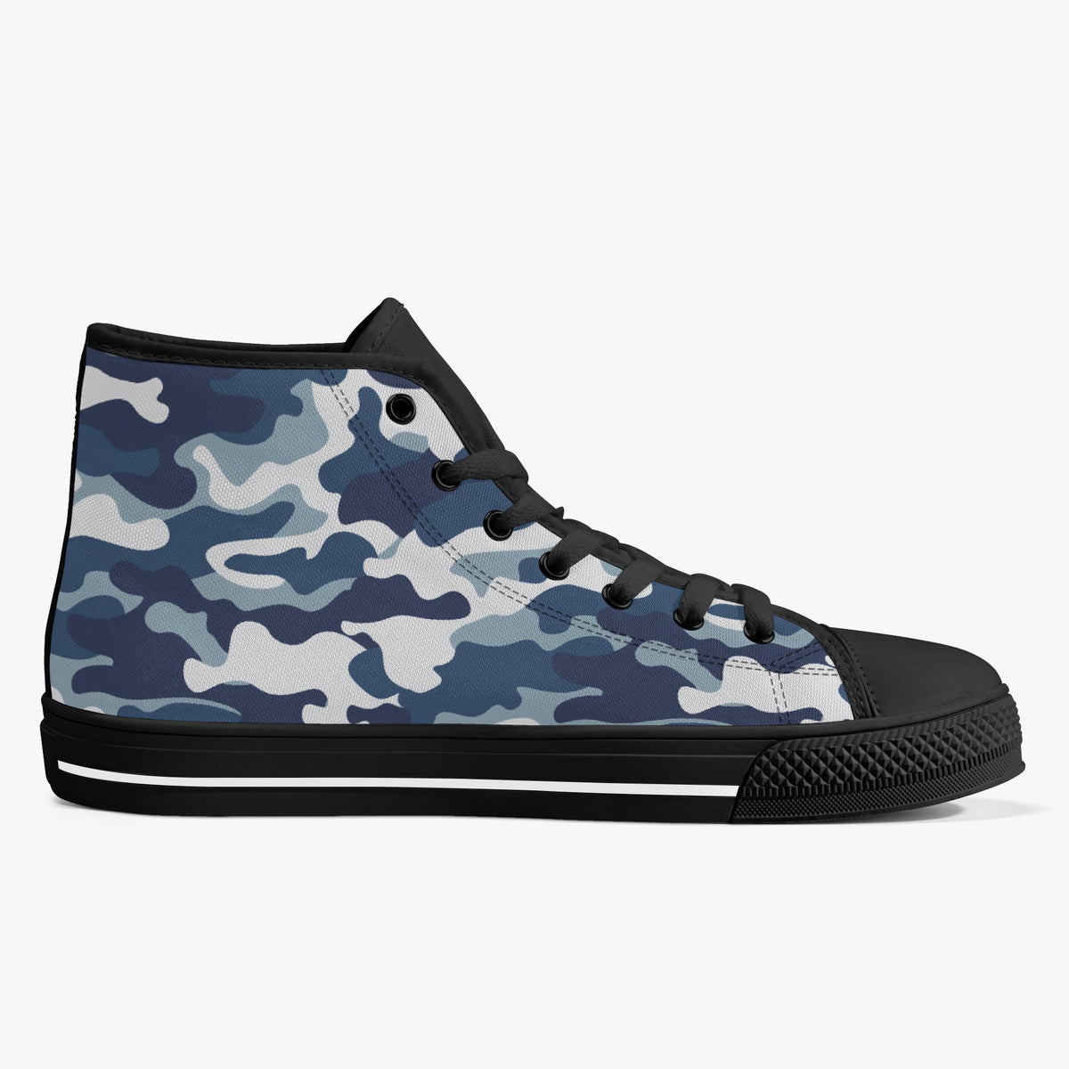 Crake High Top White Camo laced custom prints canvas shoes