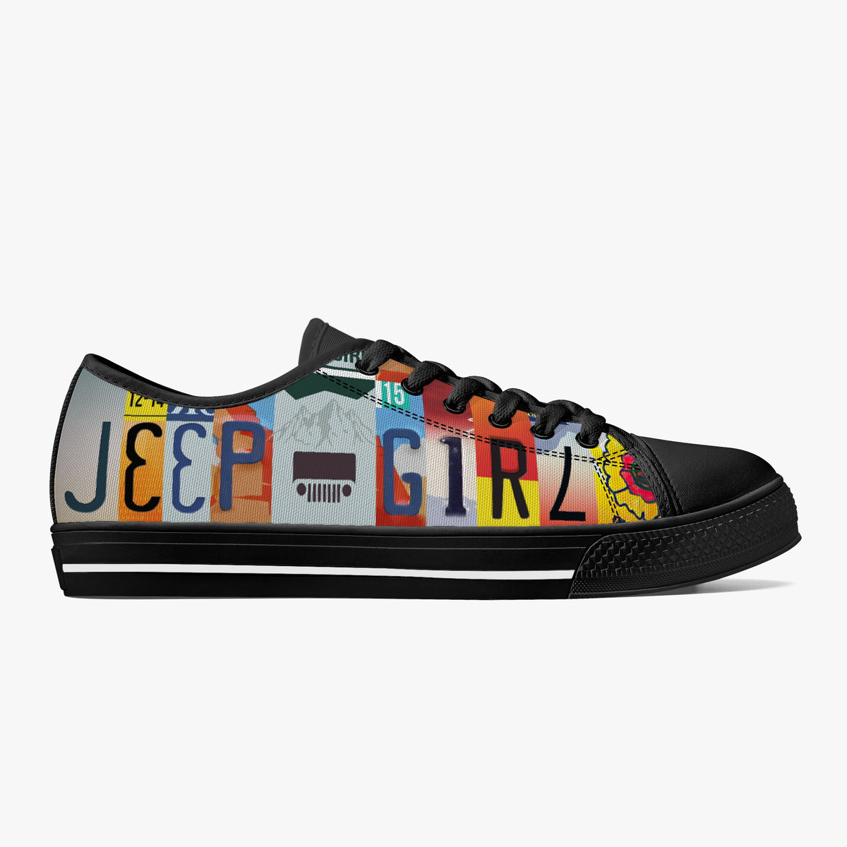 Crake Low Top Jeep Girl laced custom prints canvas shoes