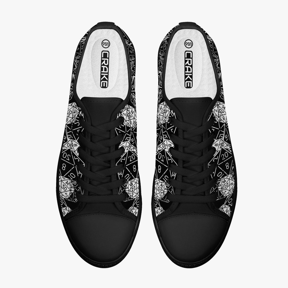 Crake Low Top Numbers laced custom prints canvas shoes