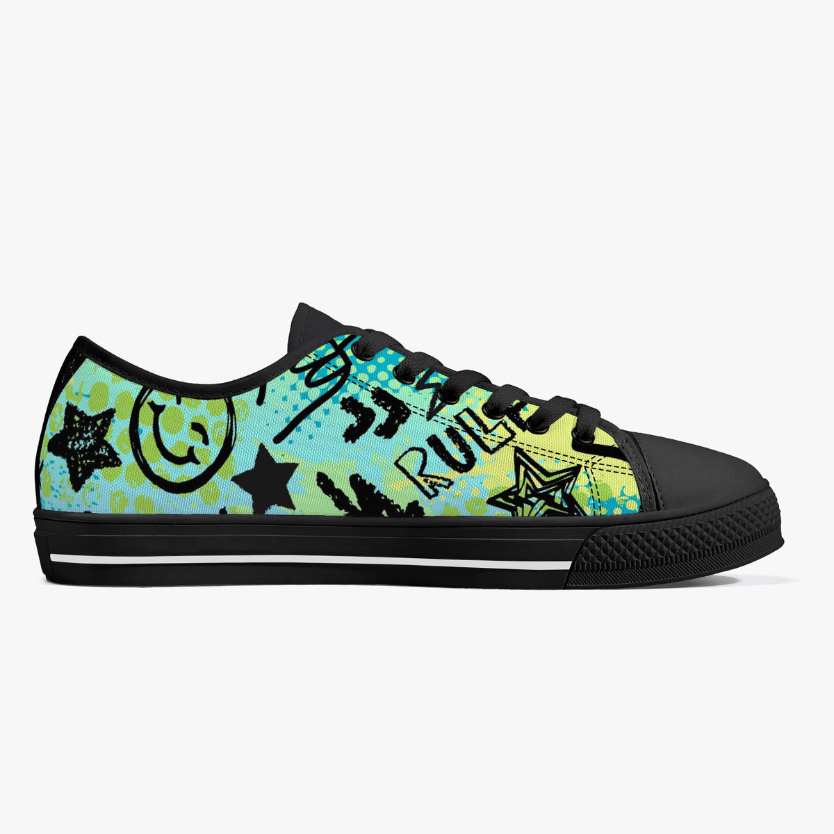 Crake Low Top FX Graffiti laced custom prints canvas shoes