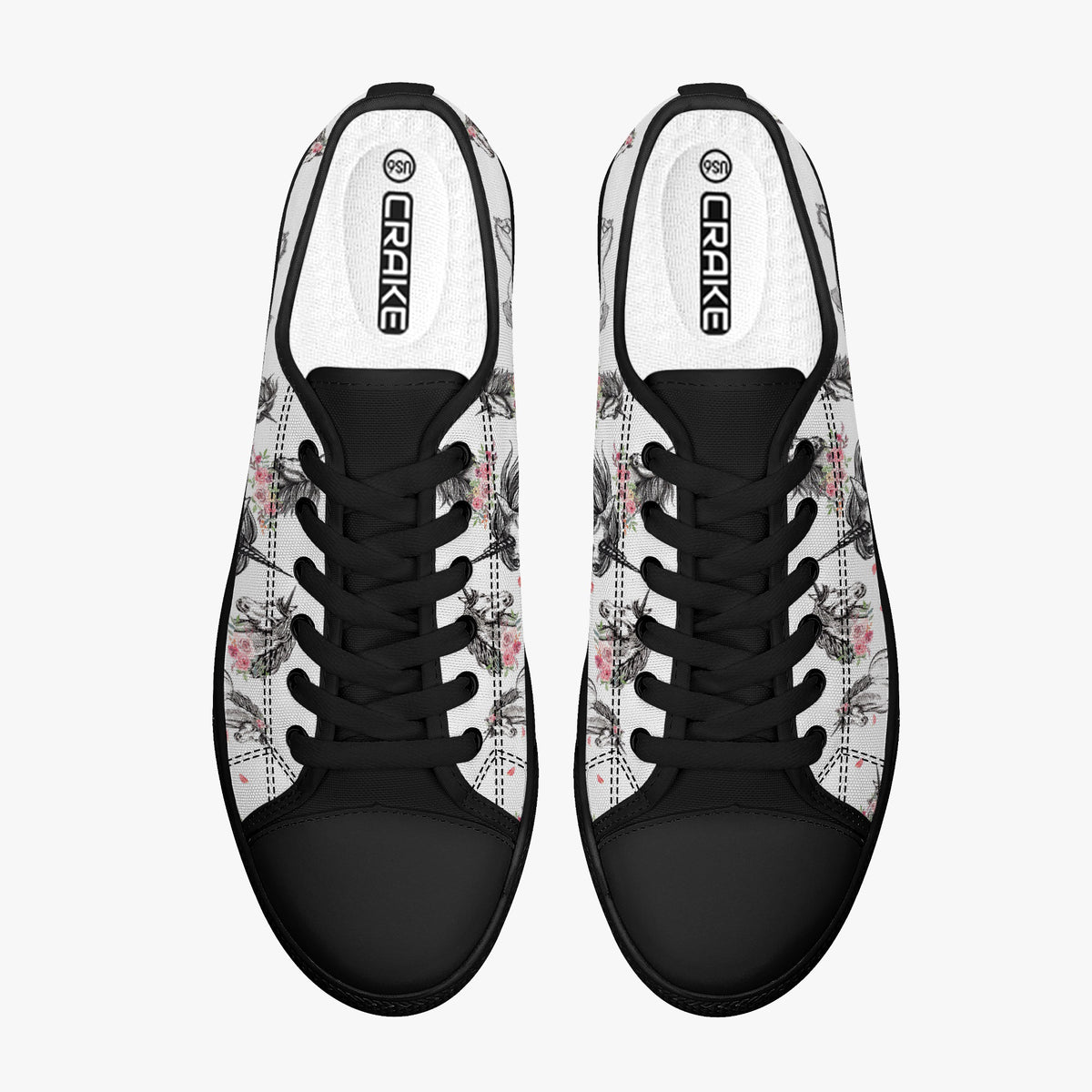 Crake Low Top Unicorns laced custom prints canvas shoes