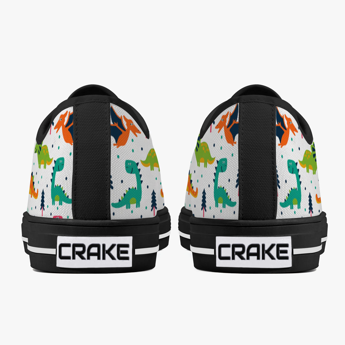 Crake Low Top Dinasaurs laced custom prints canvas shoes