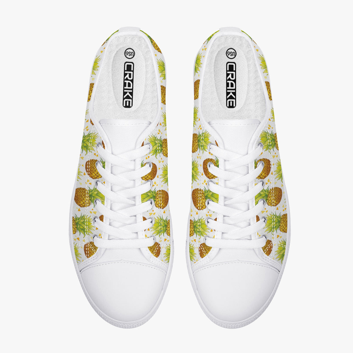 Crake Low Top Pineapples laced custom prints canvas shoes