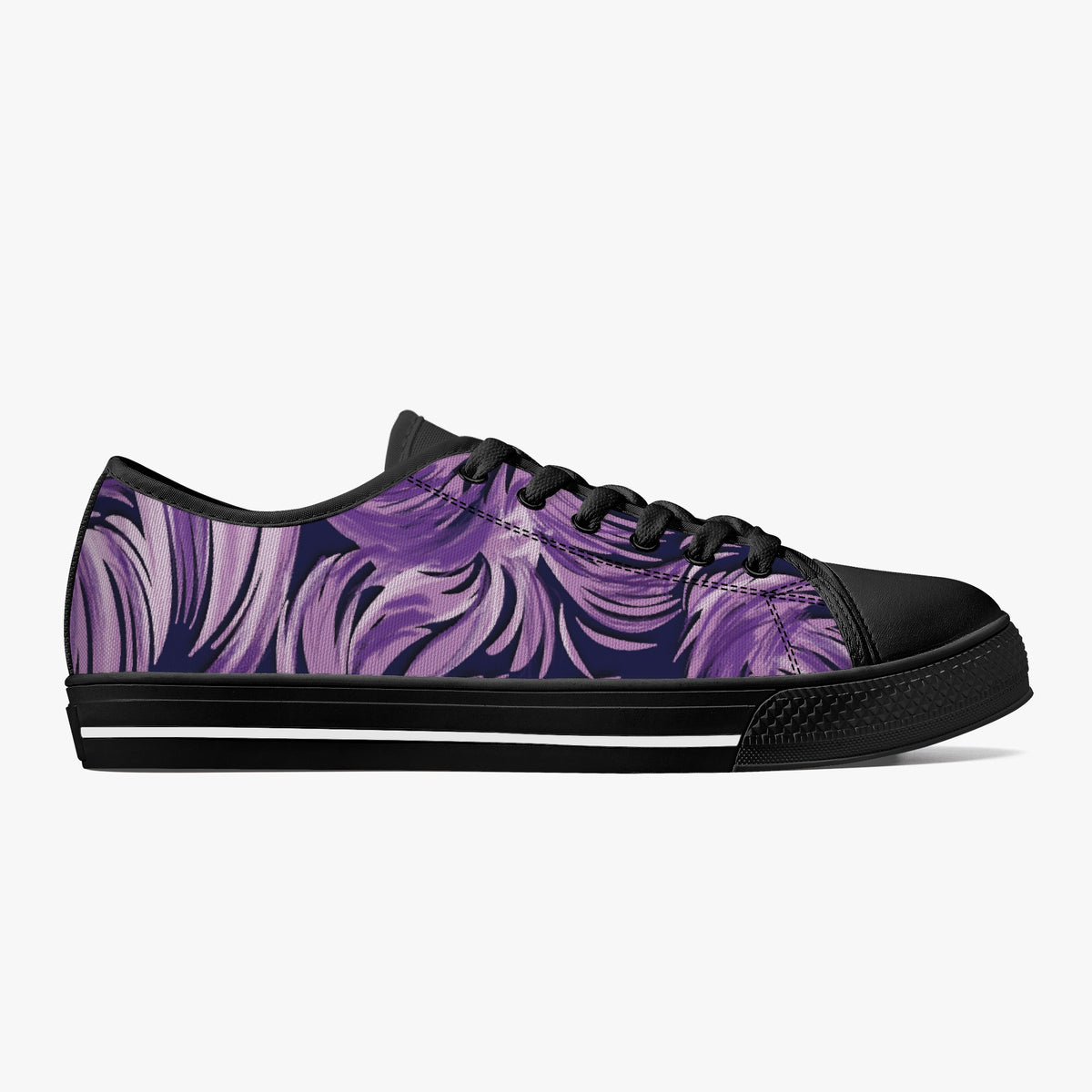Crake Low Top Purple Waves laced custom prints canvas shoes