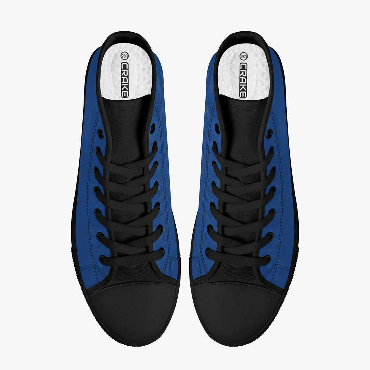 Crake High Top Blue laced high top plain color canvas shoes