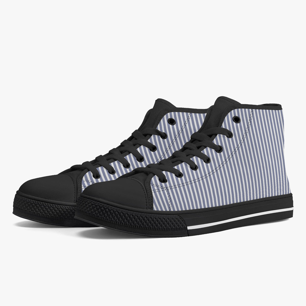 Crake High Top Grey Stripes laced custom prints canvas shoes