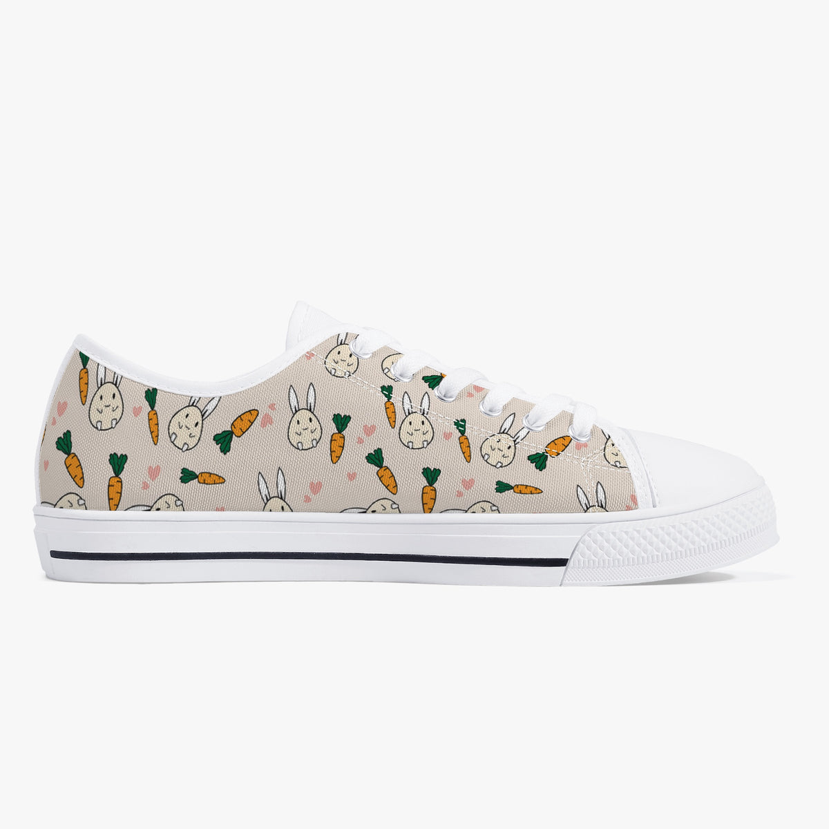 Crake Low Top Rabbits and Carrots laced custom prints canvas shoes