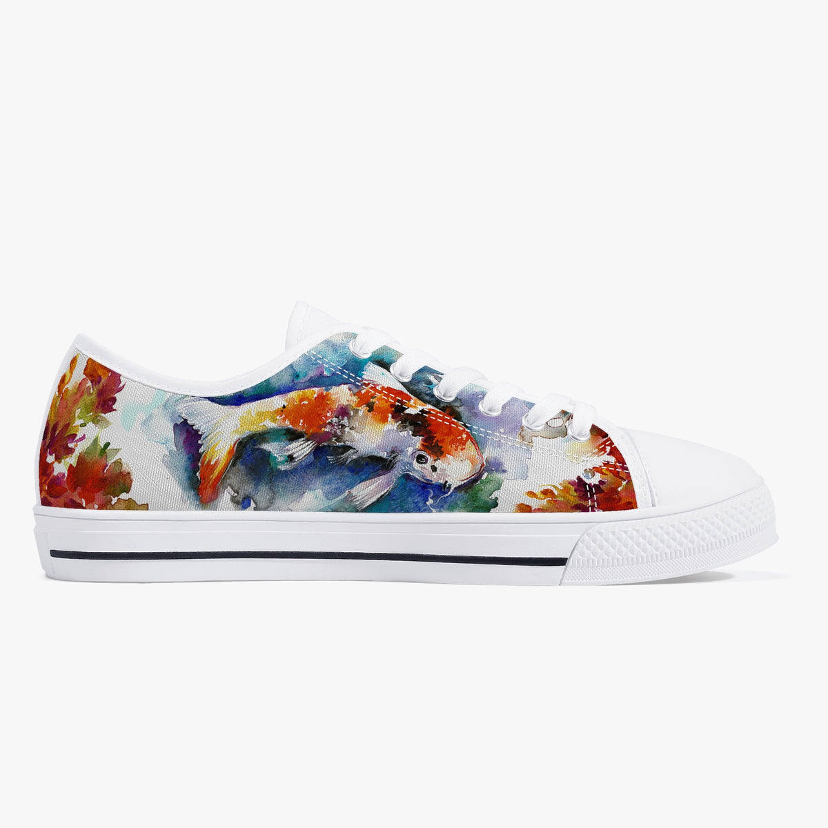 Crake Low Top Koi laced custom prints canvas shoes