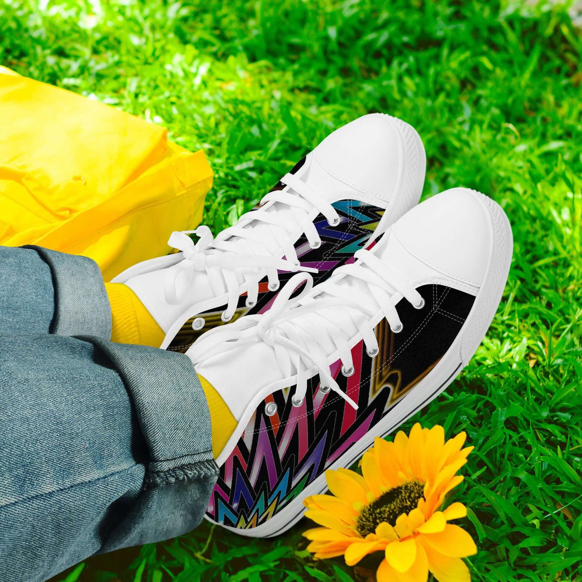 Crake High Top Abstract Graffiti laced custom prints canvas shoes