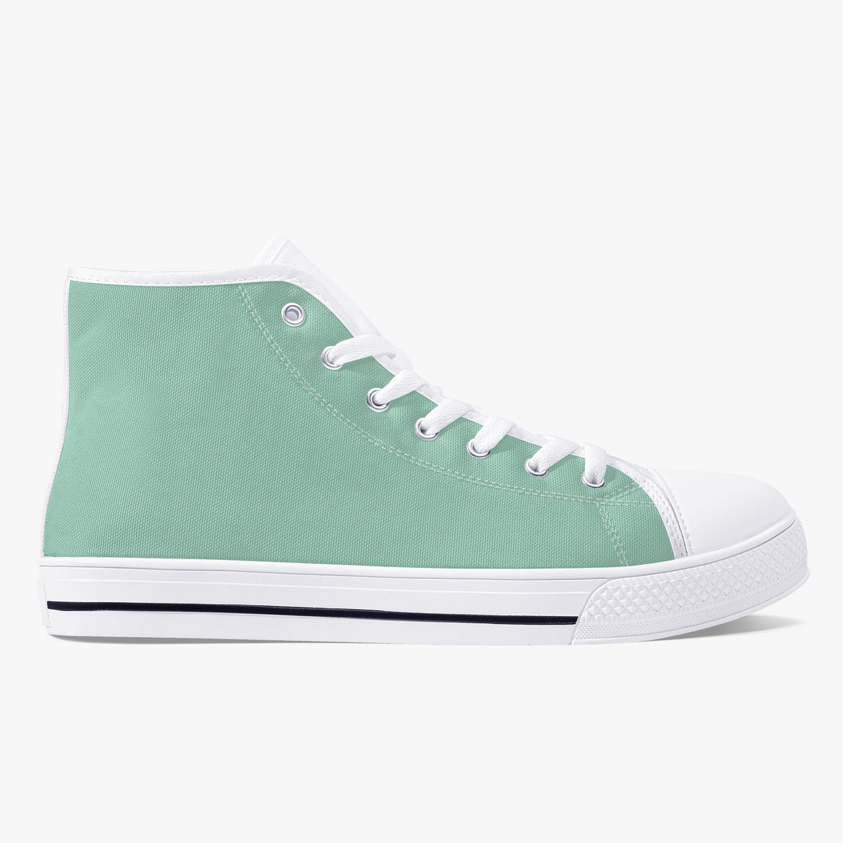 Crake High Top Mint Sneaker with white trim, opposite side view