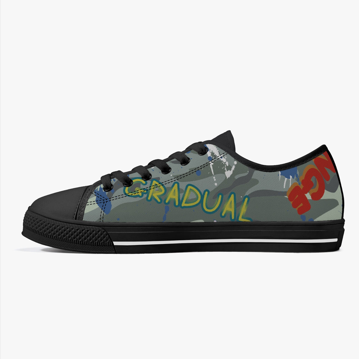 Crake Low Top Gradual laced custom prints canvas shoes