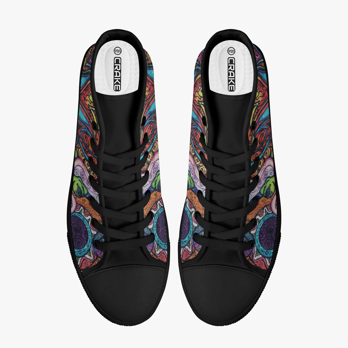Crake High Top Green Ape laced custom prints canvas shoes