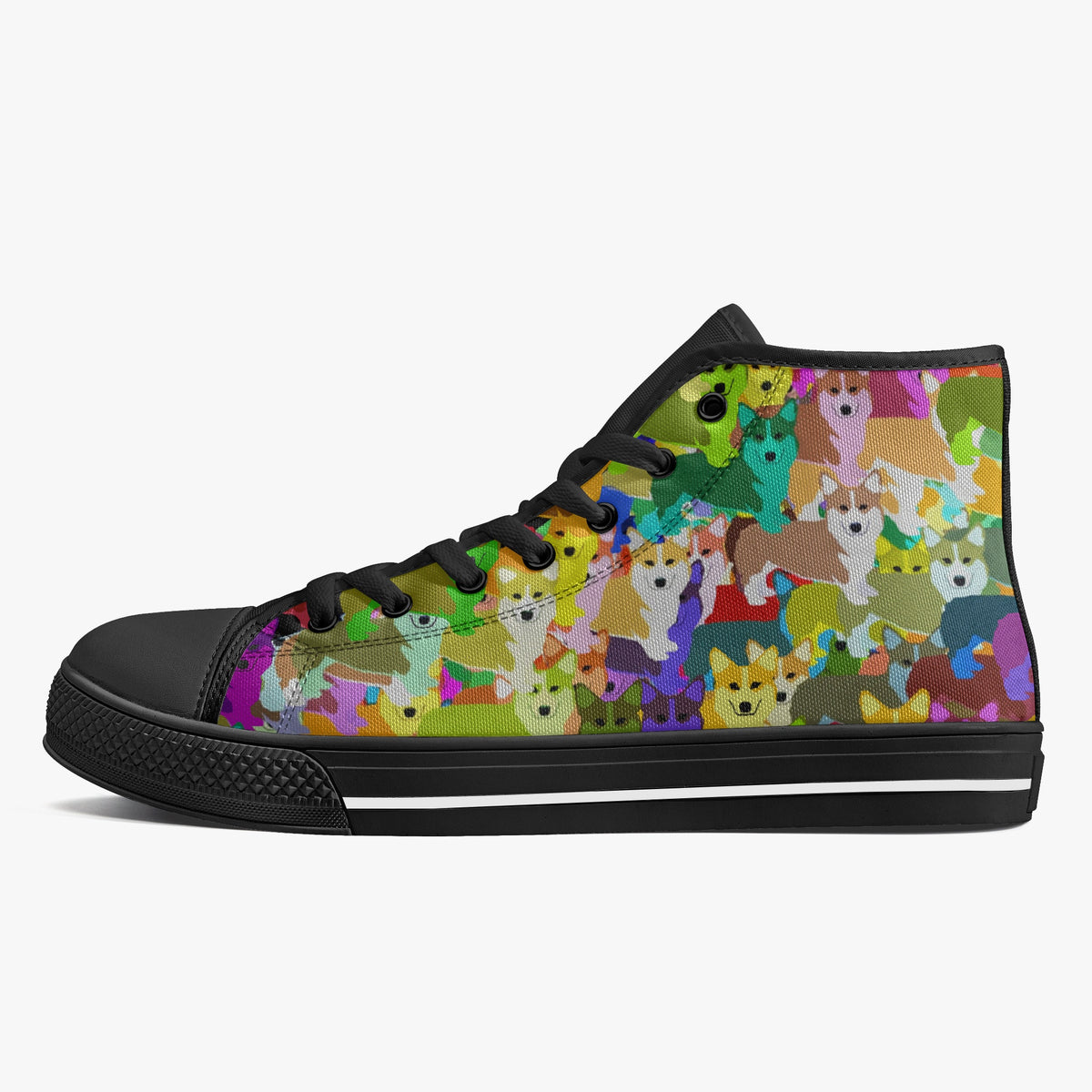 Crake High Top Corgis laced custom prints canvas shoes
