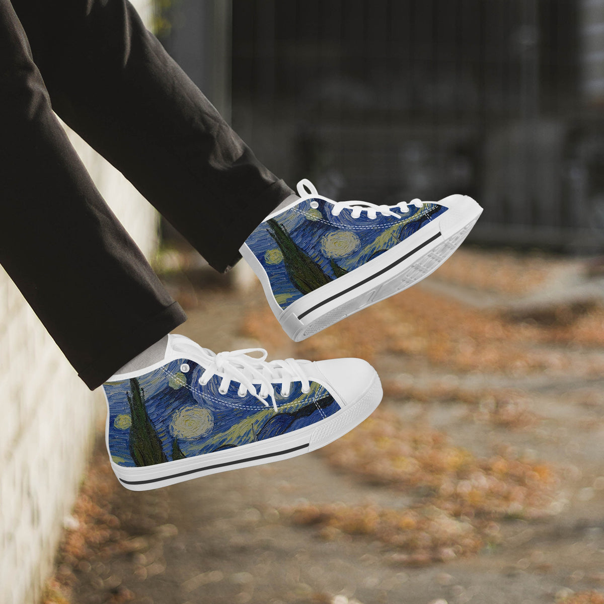 Crake High Top Starry Night laced custom prints canvas shoes