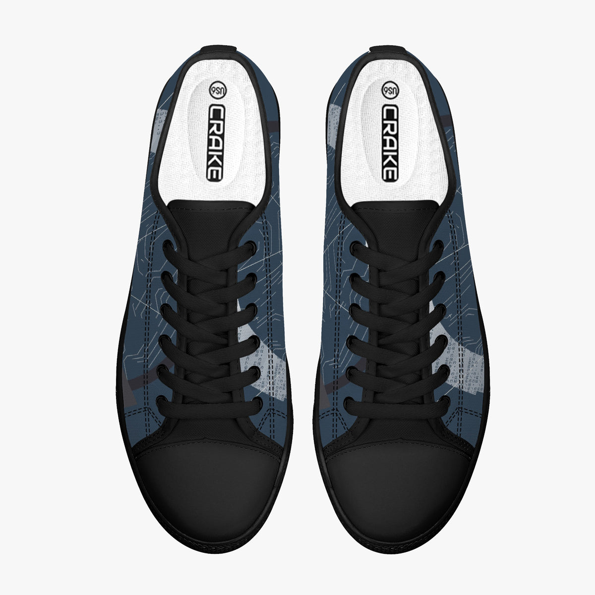 Crake Low Top Jikutsu laced custom prints canvas shoes