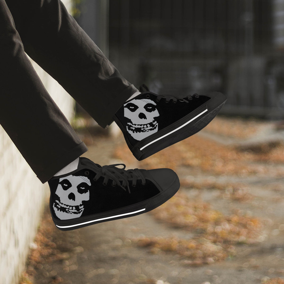Crake High Top S1000 the Skull laced custom prints canvas shoes