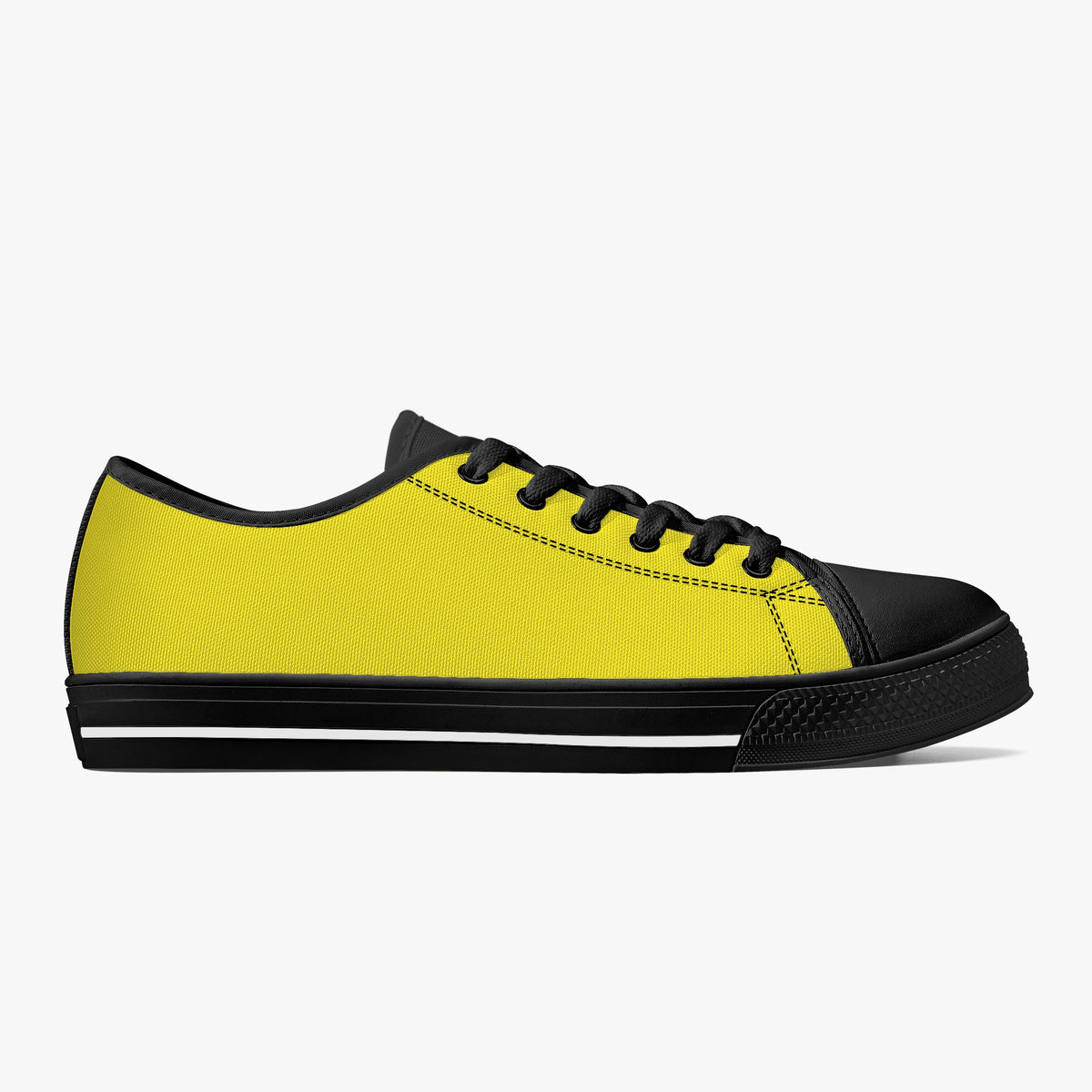Crake Low Top Yellow Sneaker with black trim, opposite side view