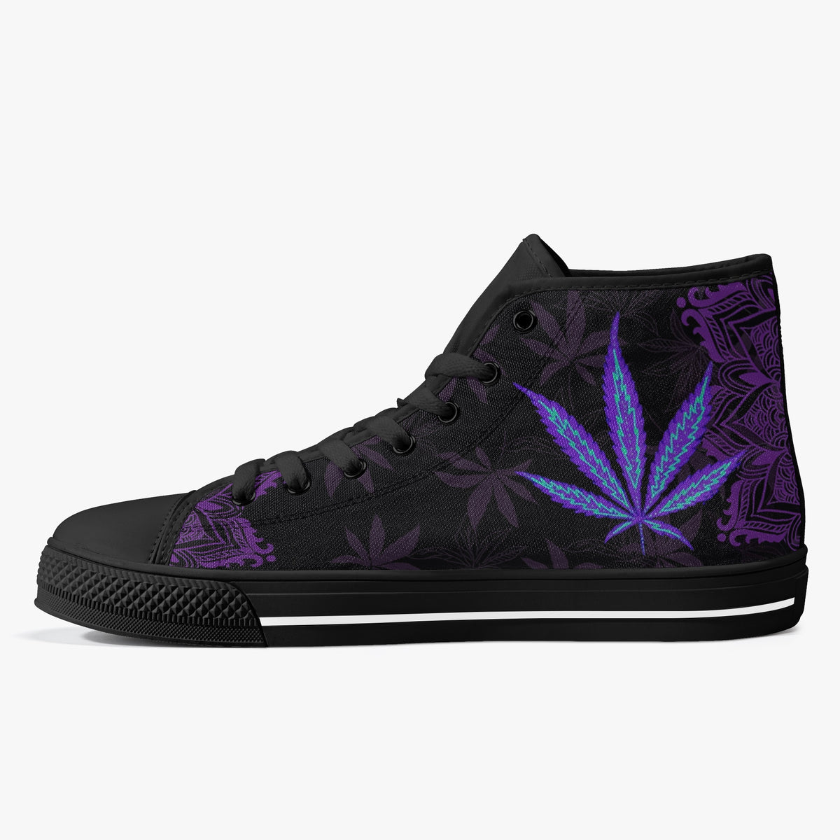 Crake High Top Purple Maple Leaf laced custom prints canvas shoes