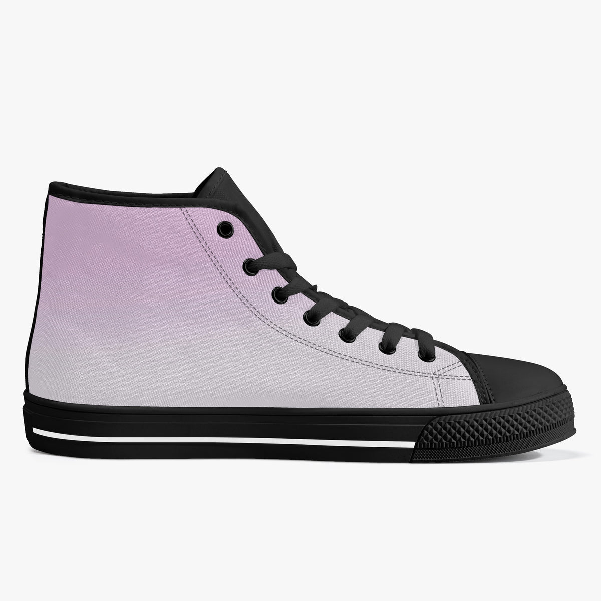 Crake High Top Light Purple Sneaker with black trim, opposite side view