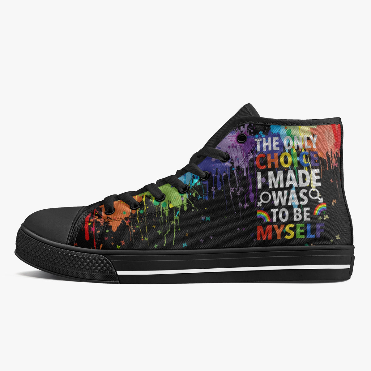 Crake High Top The Only Choice I Made Was To Be Myself laced custom prints canvas shoes