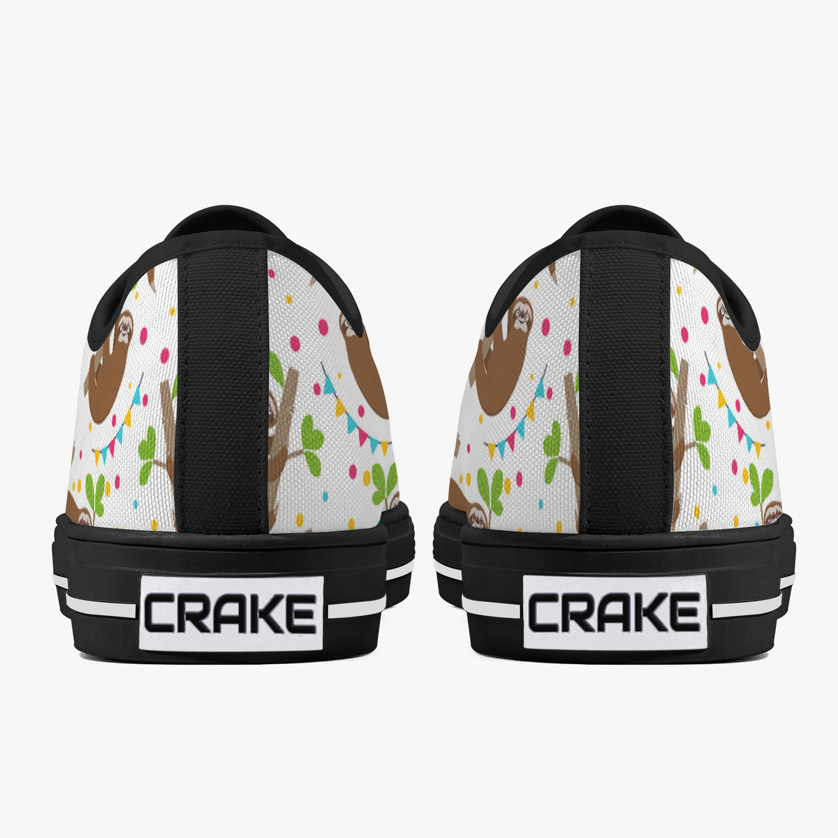 Crake Low Top Sloths laced custom prints canvas shoes