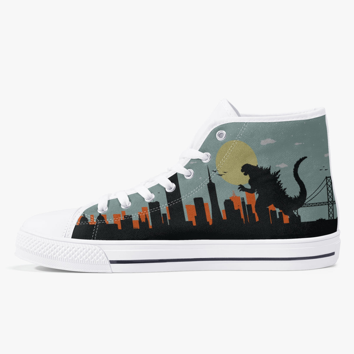 Crake High Top Godzilla laced custom prints canvas shoes