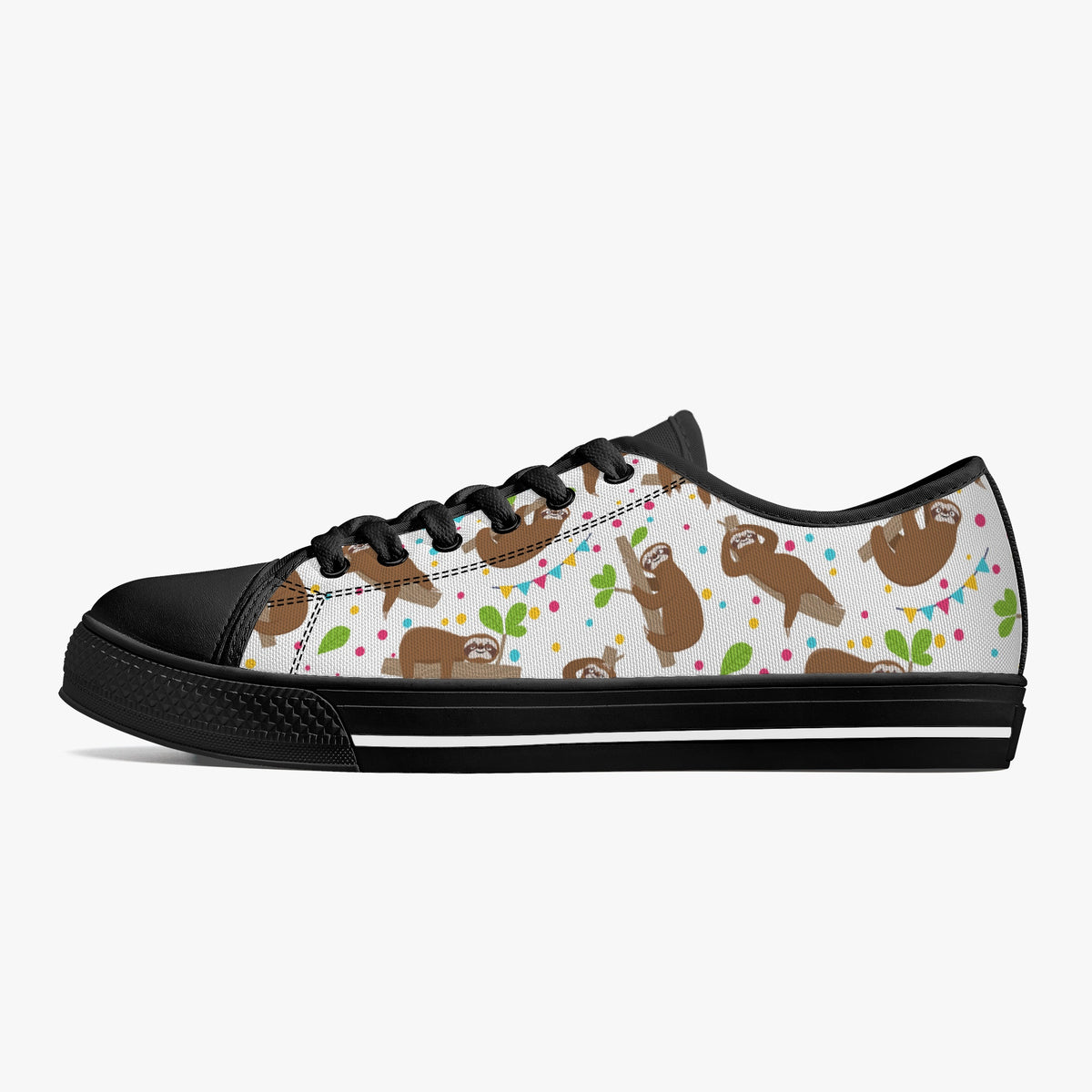 Crake Low Top Sloths laced custom prints canvas shoes