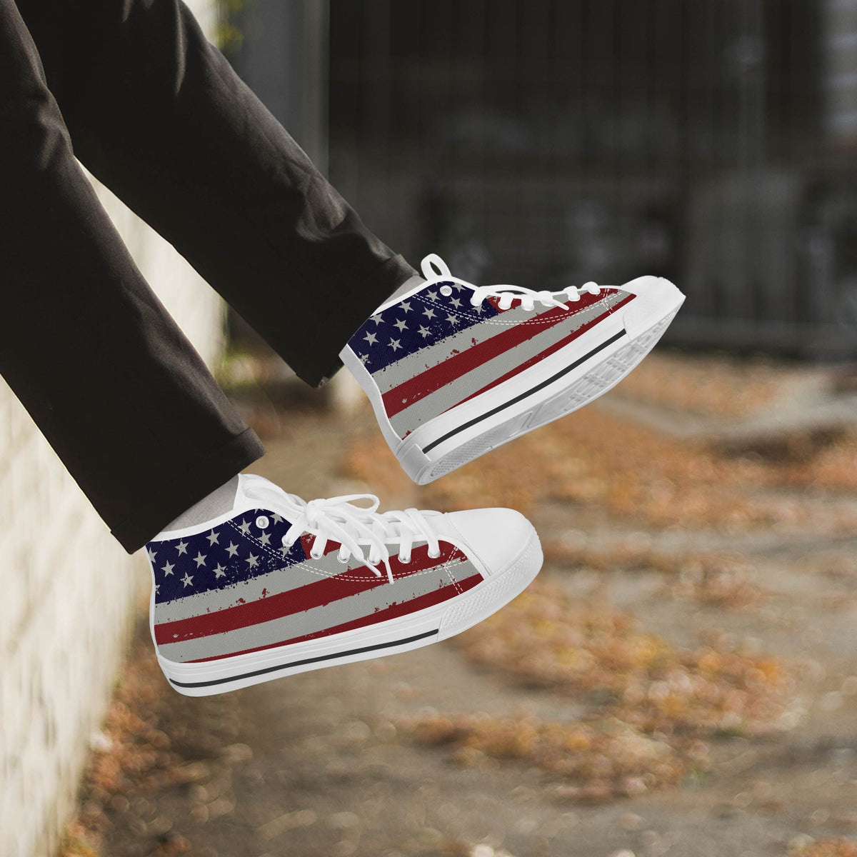 Crake High Top USA laced custom prints canvas shoes