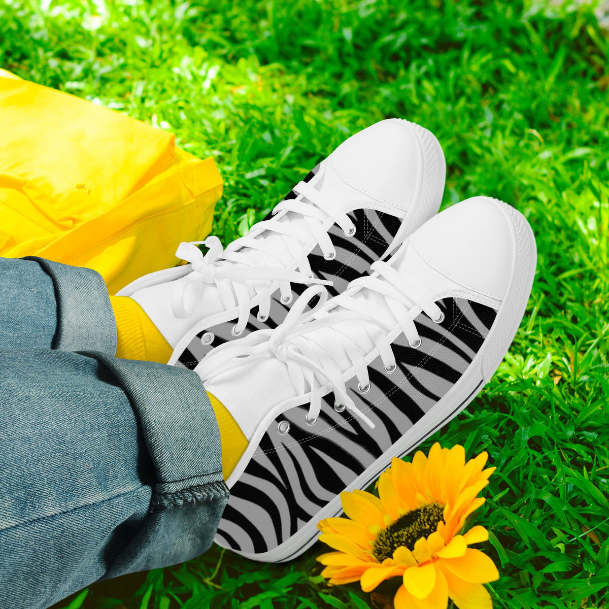 Crake High Top Zebra laced custom prints canvas shoes