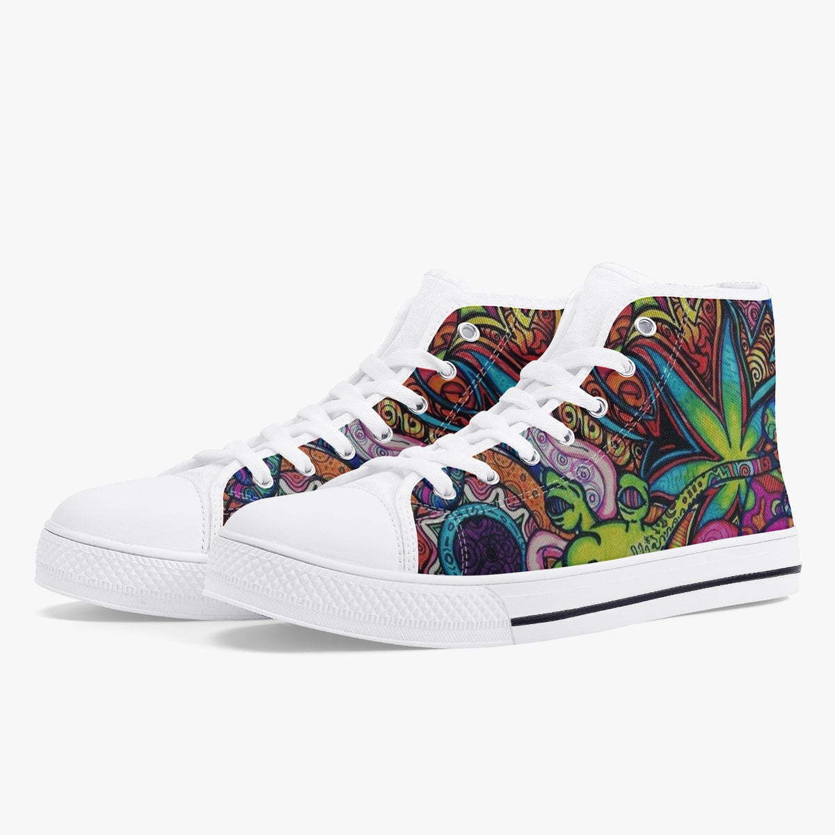 Crake High Top Green Ape laced custom prints canvas shoes