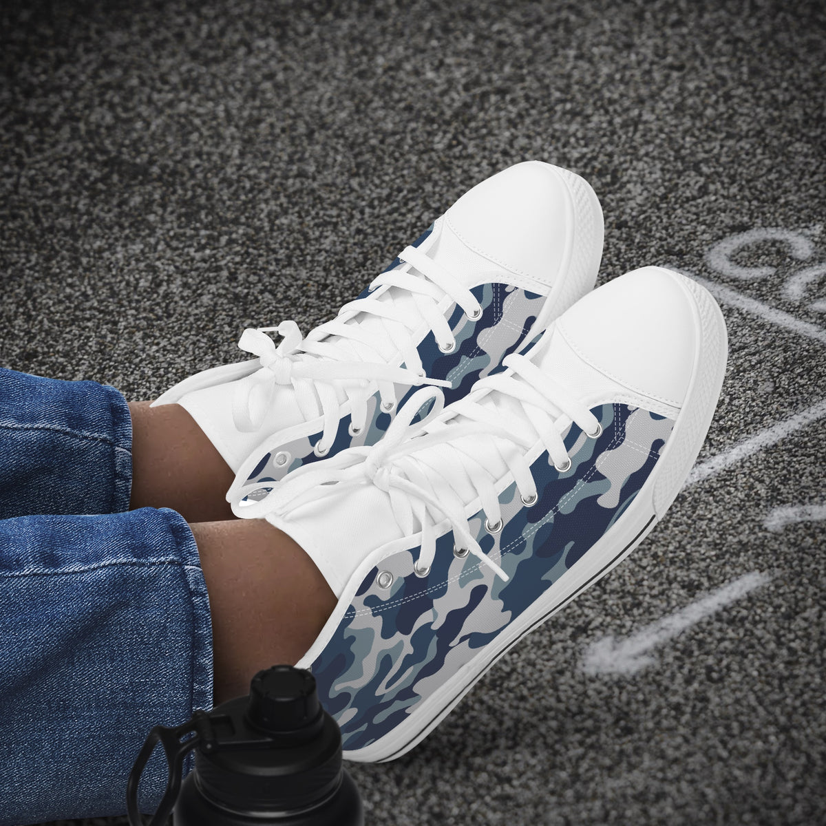 Crake High Top White Camo laced custom prints canvas shoes