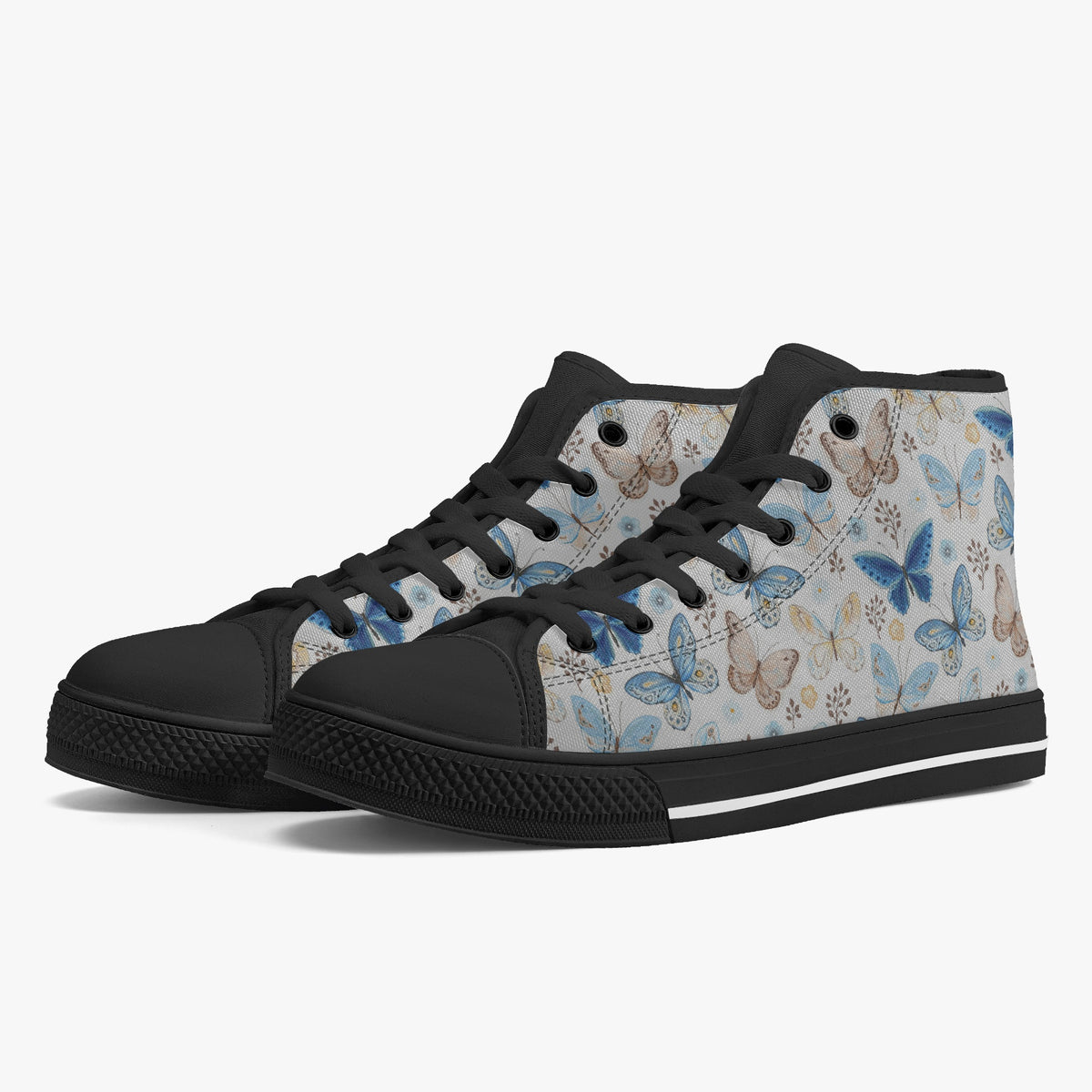 Crake High Top Butterflies laced custom prints canvas shoes