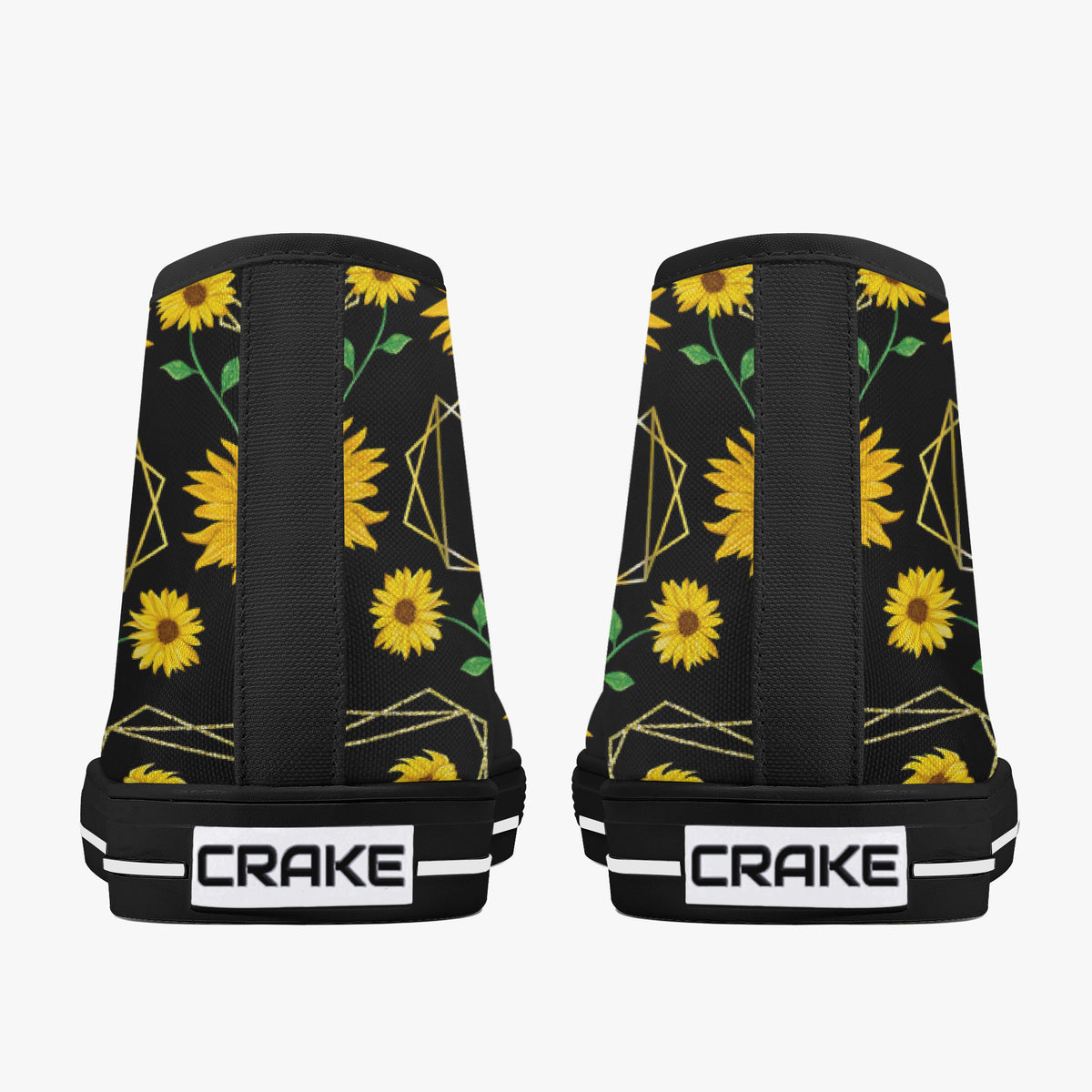 Crake High Top Sunflowers laced custom prints canvas shoes