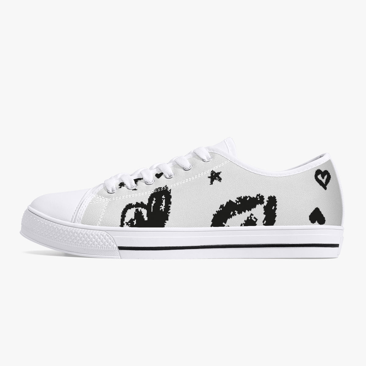 Crake Low Top Star and Love Graffiti laced custom prints canvas shoes