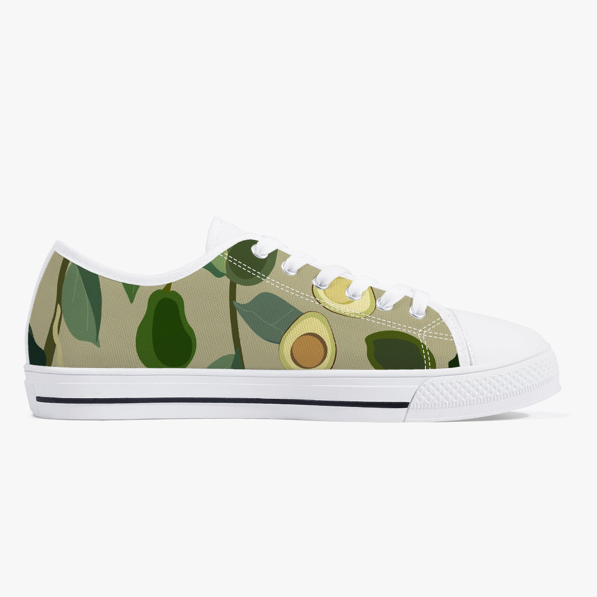 Crake Low Top Avocado laced custom prints canvas shoes