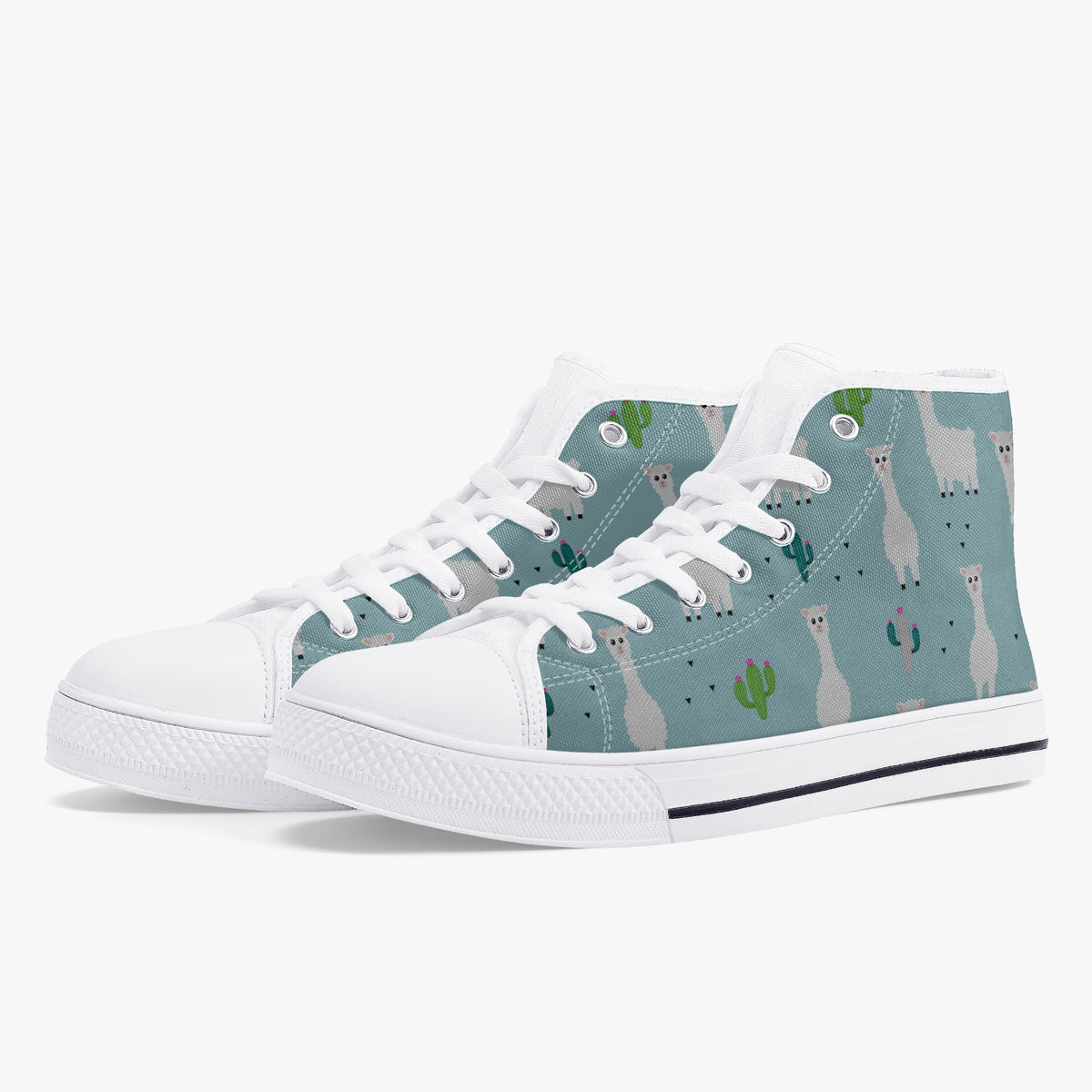 Crake High Top Alpaca 2 laced custom prints canvas shoes