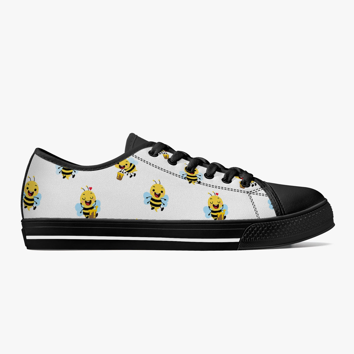 Crake Low Top Cute Bees laced custom prints canvas shoes