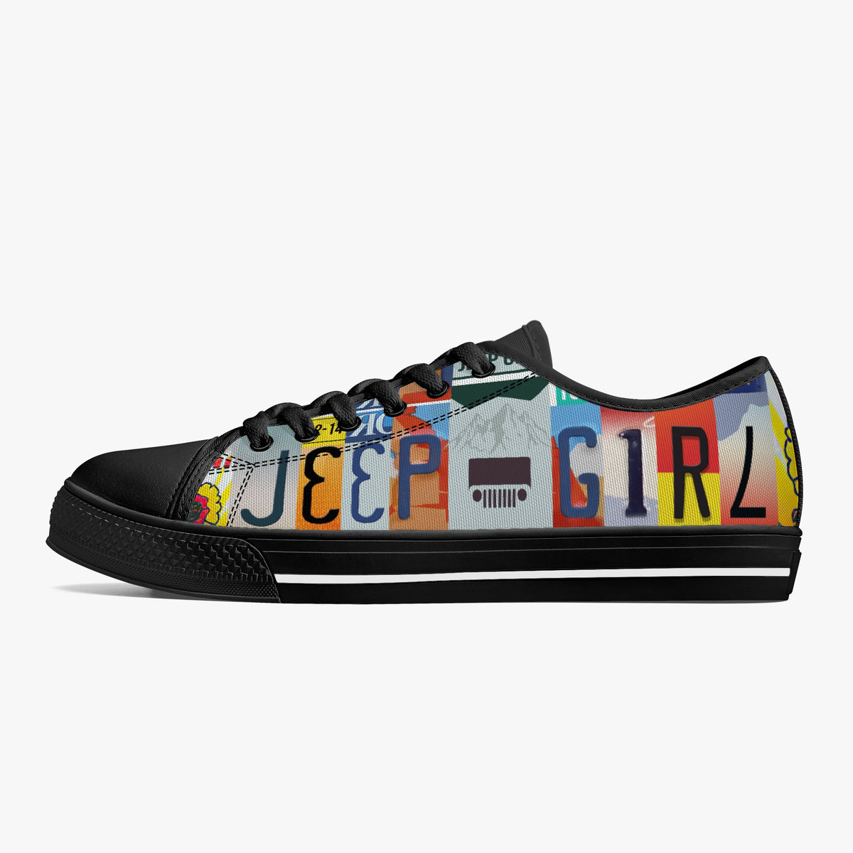 Crake Low Top Jeep Girl laced custom prints canvas shoes