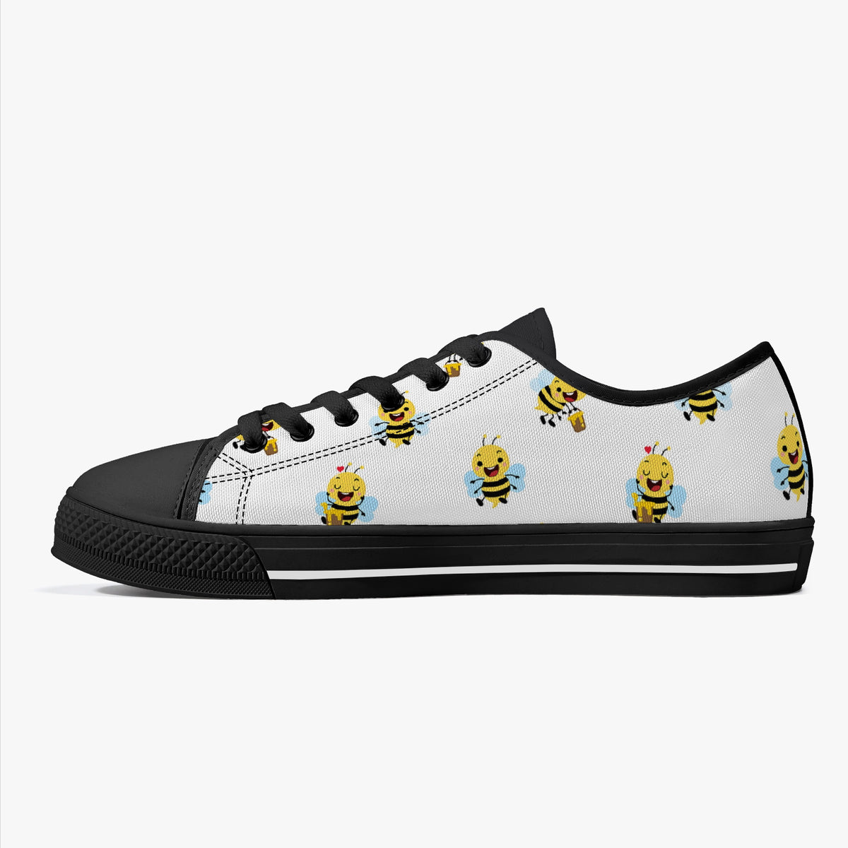 Crake Low Top Cute Bees laced custom prints canvas shoes