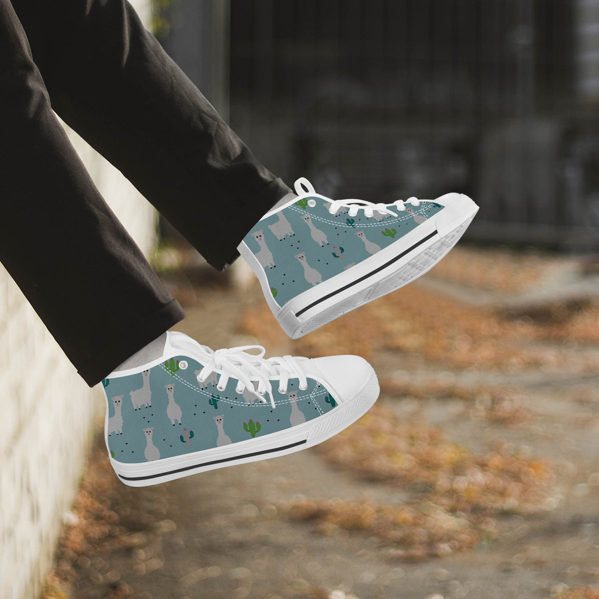 Crake High Top Alpaca 2 laced custom prints canvas shoes