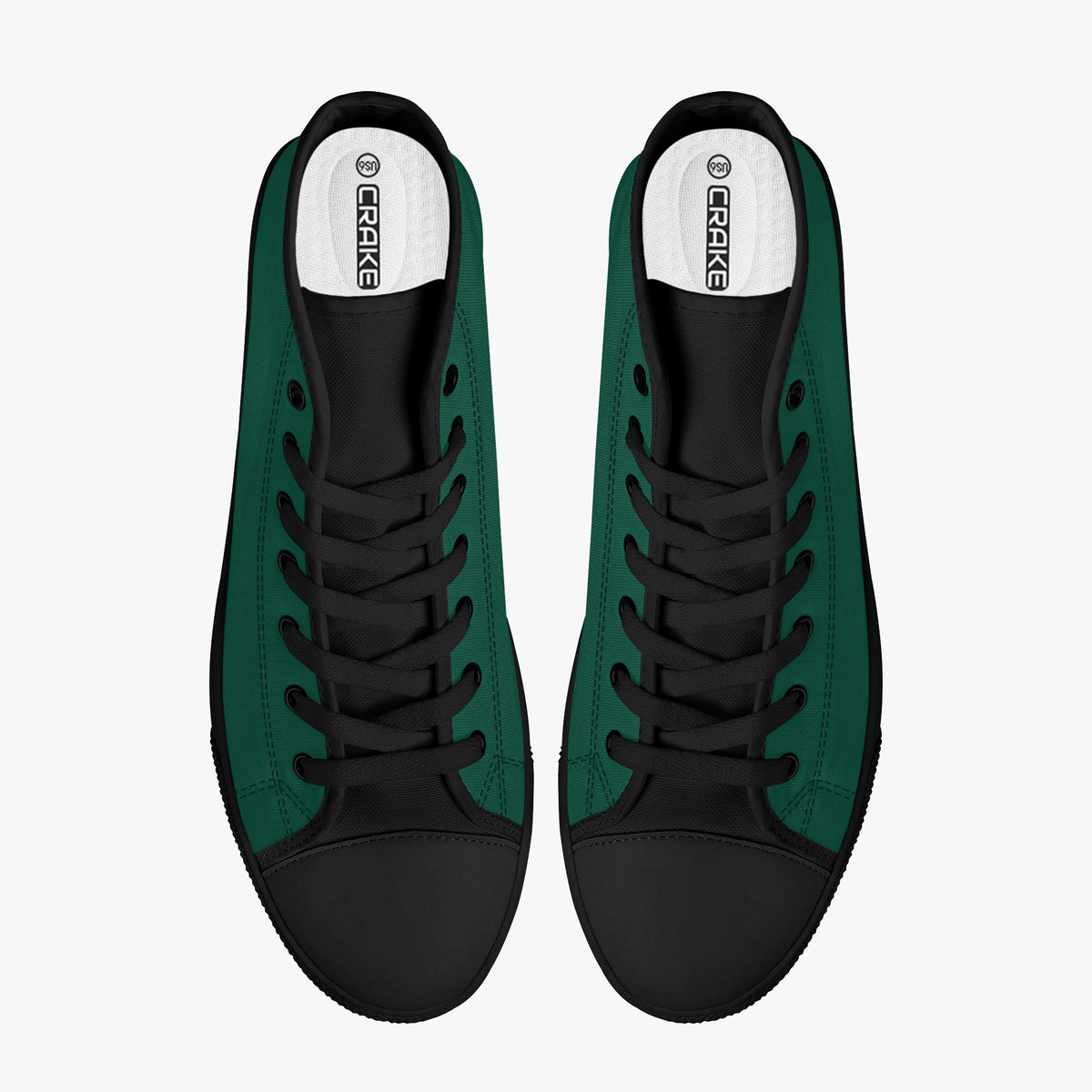 Crake High Top Dark Green laced high top plain color canvas shoes