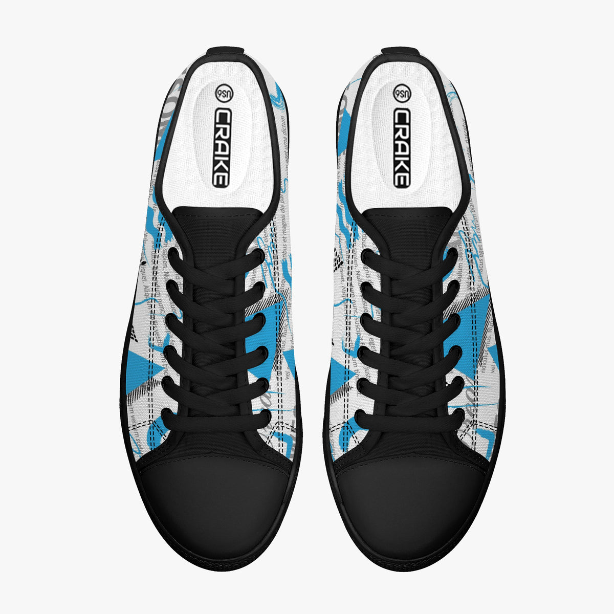 Crake Low Top Awesome Abstract laced custom prints canvas shoes