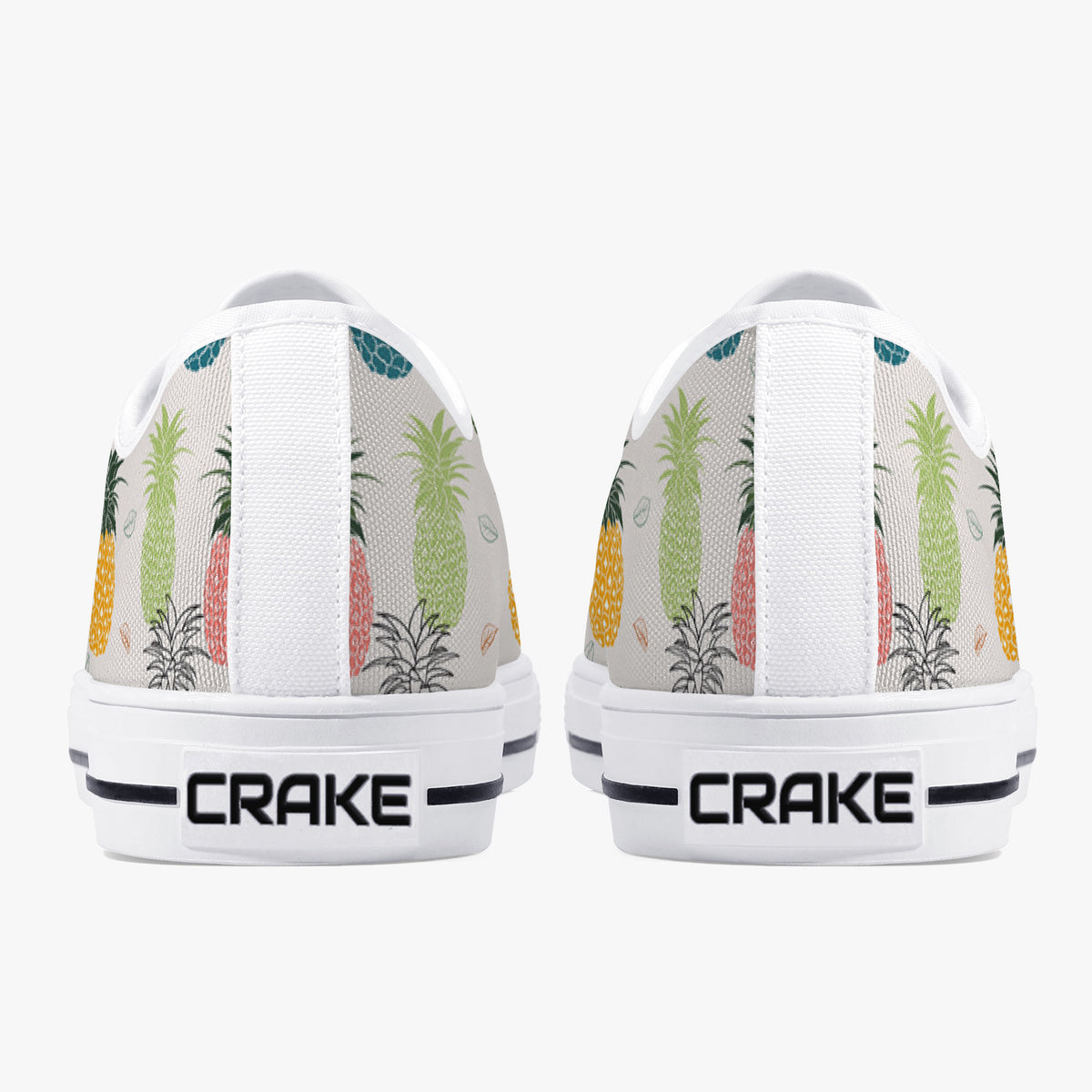 Crake Low Top Fancy Pineapples laced custom prints canvas shoes