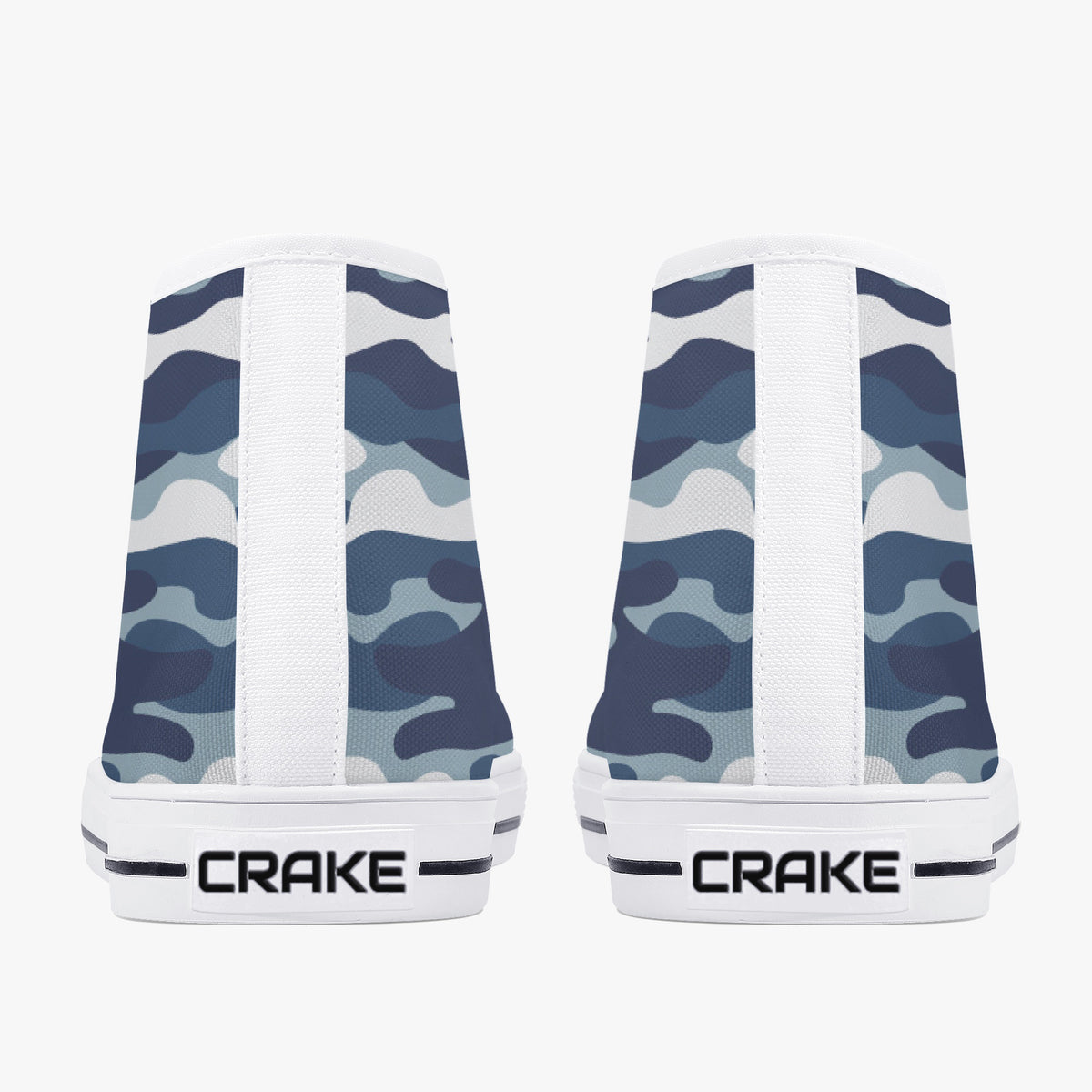 Crake High Top White Camo laced custom prints canvas shoes
